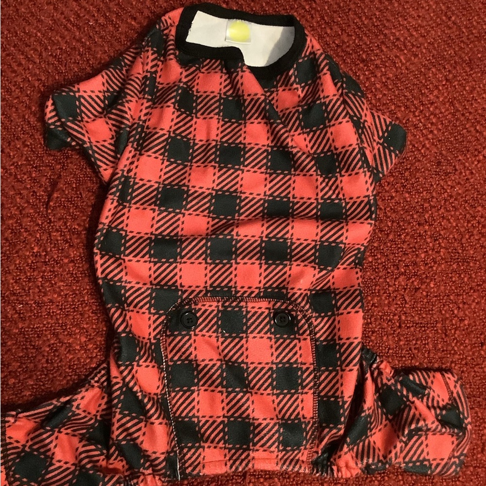 Red & Black Buffalo Plaid Dog Onesie - Cozy Pet Pajama